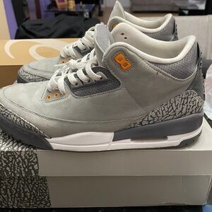 Jordan Gray and Orange Athletic Shoes with Classic Design